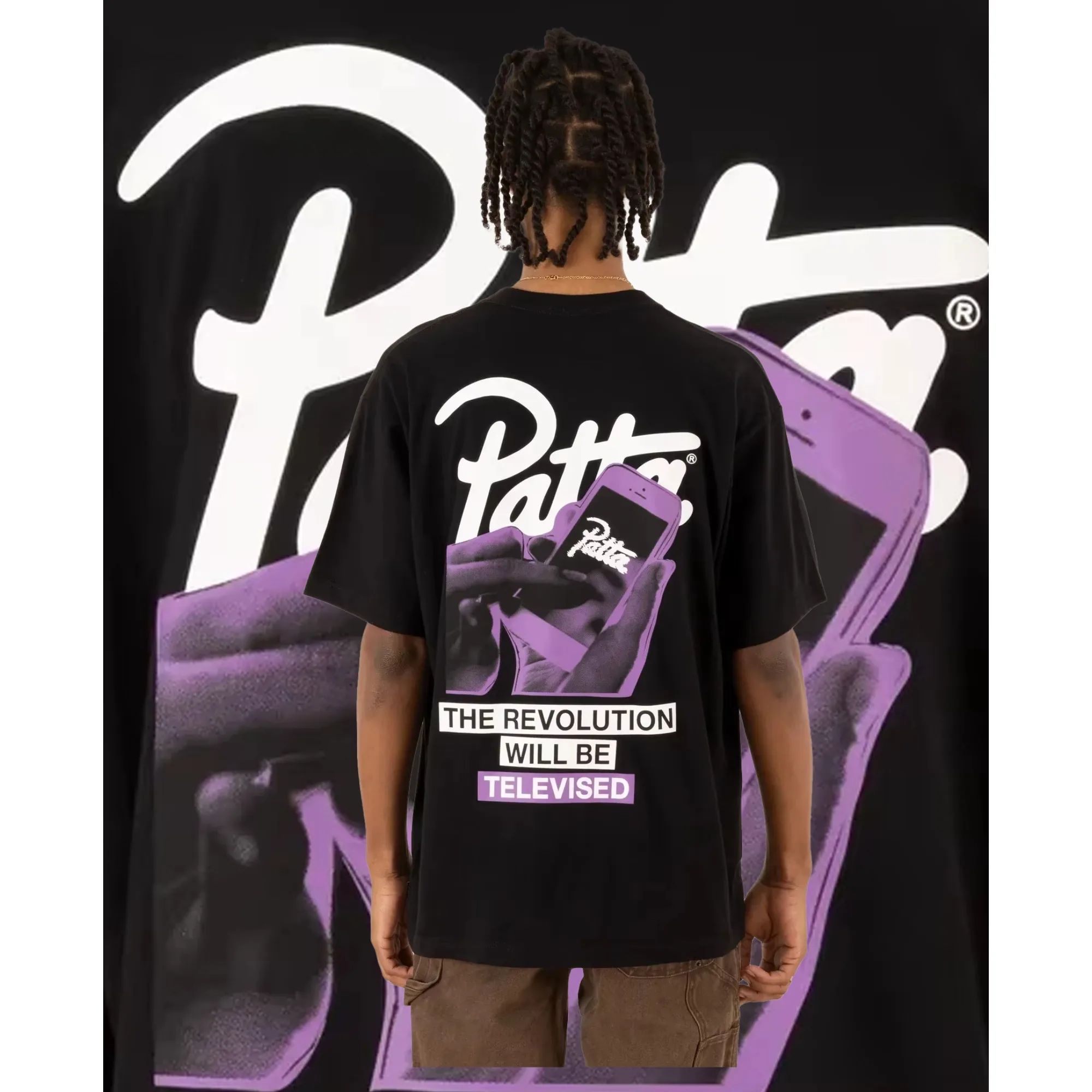 

Футболка PATTA Chlorophyll 20-летняя Anniv, черная модная уличная одежда унисекс, приятный для кожи, мягкий, дышащий, спортивный