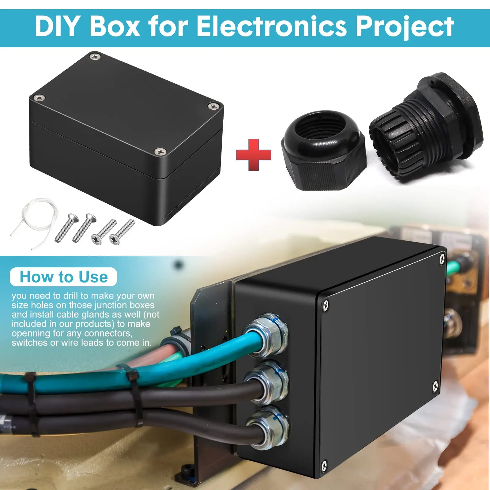 DIY Plastic Junction Box Waterproof Project Box Electrical Box Electrical Enclosure Box Outdoor Electrical Project Case Black