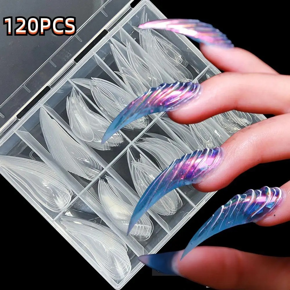 

120pc Curved Stiletto 3D Eagle Claw Nail Dual Forms For Poly Nail Gel Extension Of Hawk Sculptural Acrylic Nail Full Cover Molds