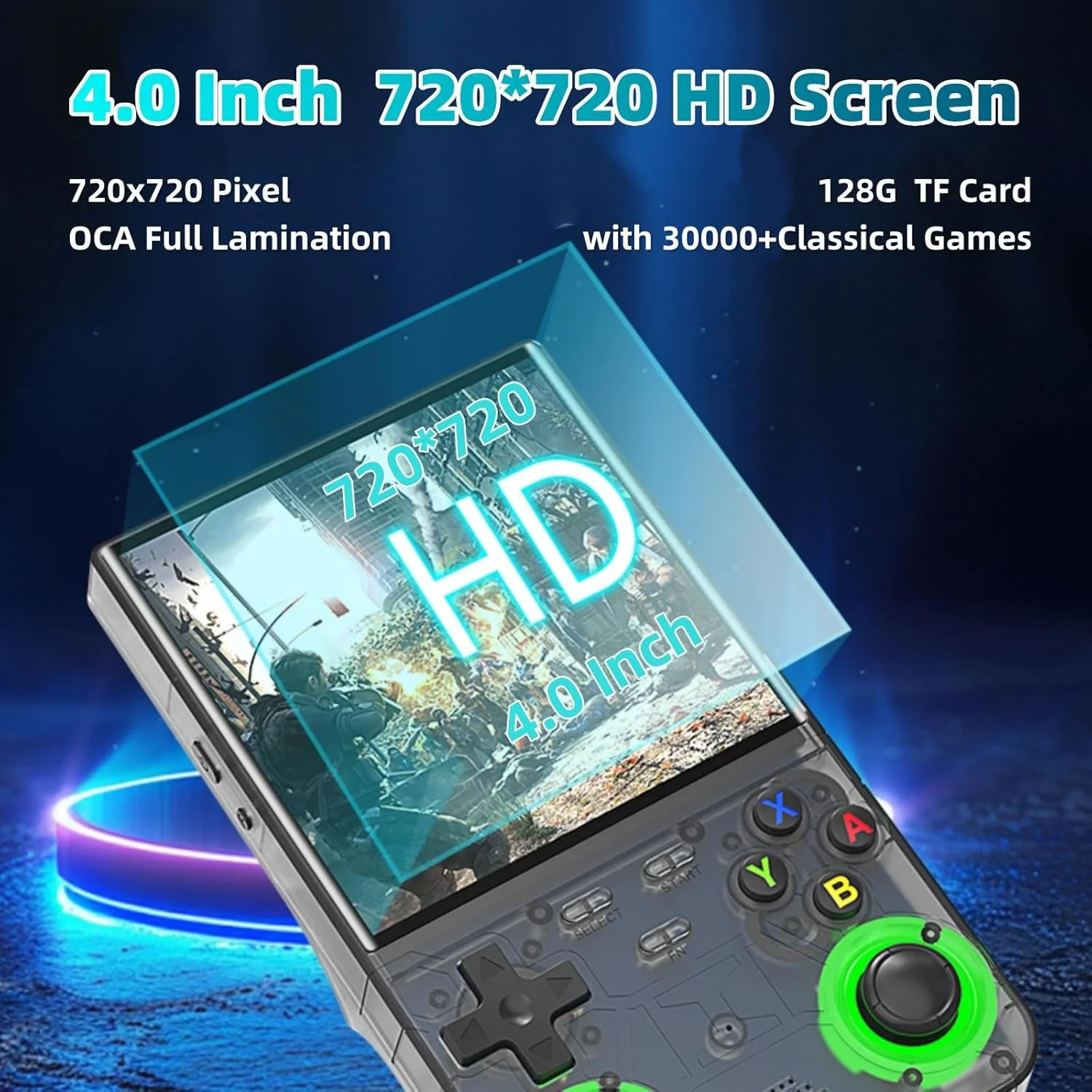 مشغل ألعاب R36 Ultra المحمول WIFI بشاشة 4 بوصة IPS مشغل فيديو ريترو مفتوح المصدر ذاكرة 64G/128G حتى 20000+ ألعاب R36Ultra