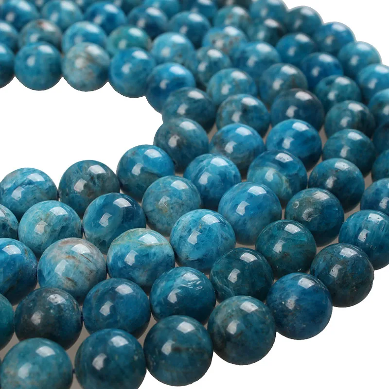 Natural Stone Beads AAAAA Blue Apatite Stone Precious Gem Round Loose Beads 4 6 8 10 12mm For Bracelets Necklace Jewelry Making