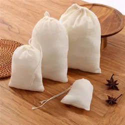 50pcs/lot 6x8, 8x10, 10x15, 13x16, 18x20cm Cotton Gauze Bags Spice Strainer Mesh Filter Herbal Cooking Tools Soup Tea Bag