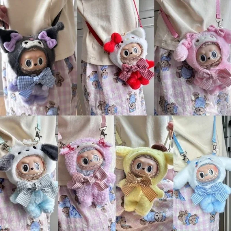 

for New Labubu Jumpsuit Kuromi Hello Kitty Clothes Crossbody Bag Monsters Vinyl Labubu Outfit Cotton Doll Dress Hat Accessories