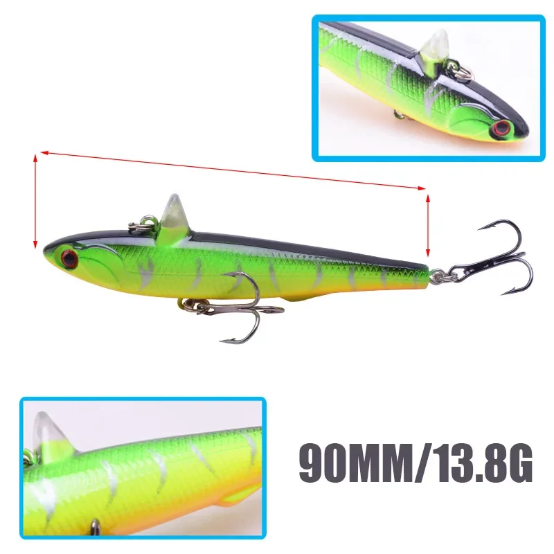 1 Pc 9cm 13.8g Fishing Lure Winter Ice Hard Bait VIB with Sinking Lead Inside Sea Diving Swivel Jig Wobbler Fishing Tackle