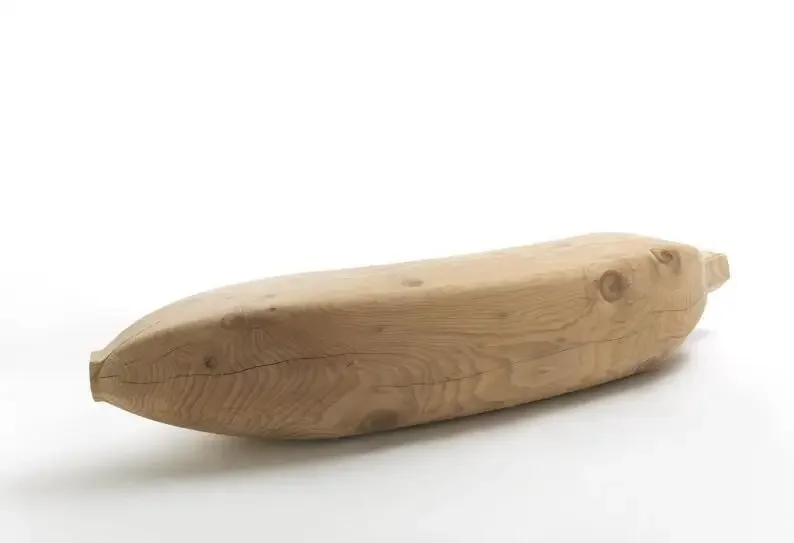 Designer Bench Creative Personality Fashion LOFT Villa Hotel Log Pure Solid Wood Banana Bench Bench Ch air