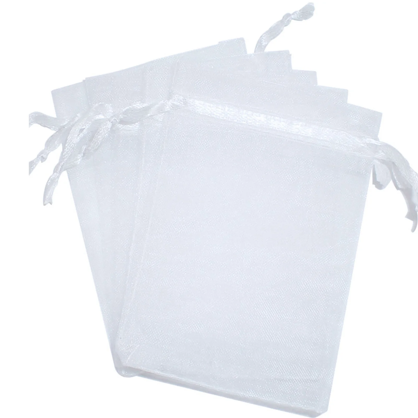 50 sacs en organza blanc, sacs à bijoux en organza à cordon, pochettes pour cadeaux, emballages de bonbons pour Noël et mariage