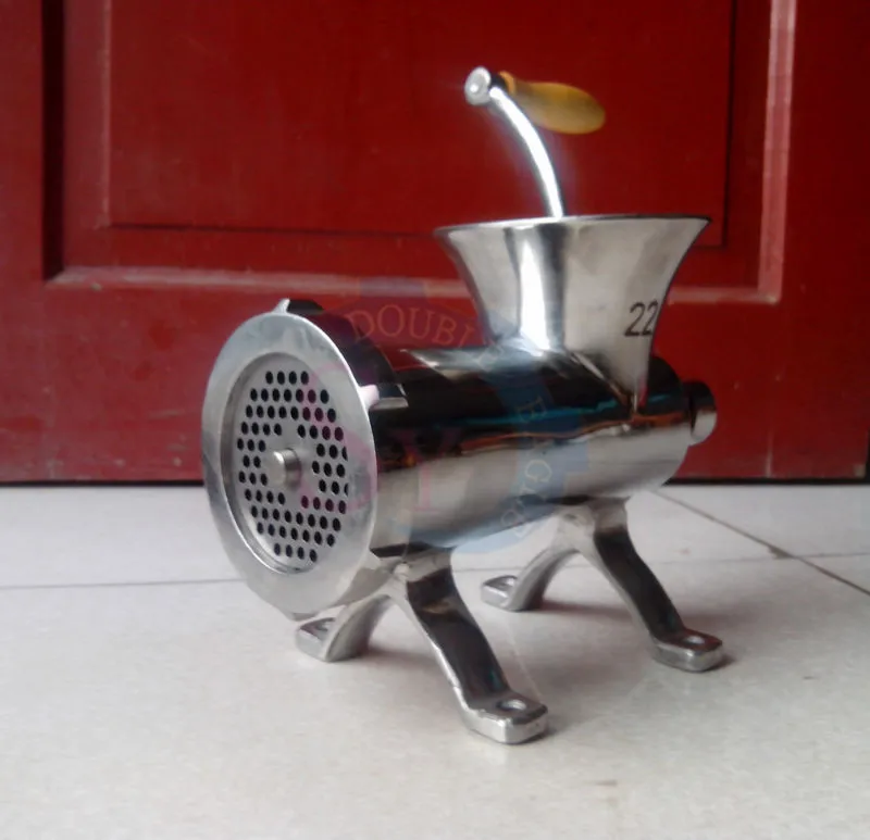 جديد 22 #   304 الفولاذ المقاوم للصدأ دليل المحمولة منتج أغذية المفروم المروحية ماكينة الطحن المنزل اليد اللحوم المفرمة طاحونة أداة