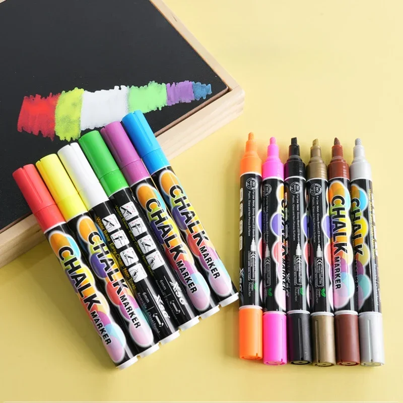 

12color Liquid Chalk 3mm Water-soluble Dust-free Pen Graffiti Environmentally Friendly Erasable Blackboard Fluorescent Board Pen