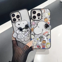 Cute Snoopy Charlie Brown Cartoon Magsafe Wireless Charge Clear Phone Cover For iPhone 15 14 13 12 16 Pro Max Magnetic Bracket