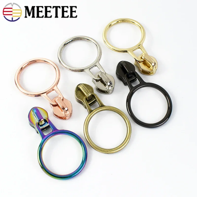 Meetee 5/10/20Pcs 5# O Ring Zipper Puller for Nylon Zips Sewing Zippers Head Plastic Zip Sliders Repair Kit Garment Accessories