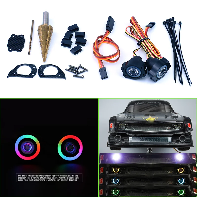 LED Simulation Headlights Angel Eye Lamp Rc Car for 1/7 ARRMA FELONY 6S BLX Street Bash All-Road Muscle Car INFRACTION V2 Car