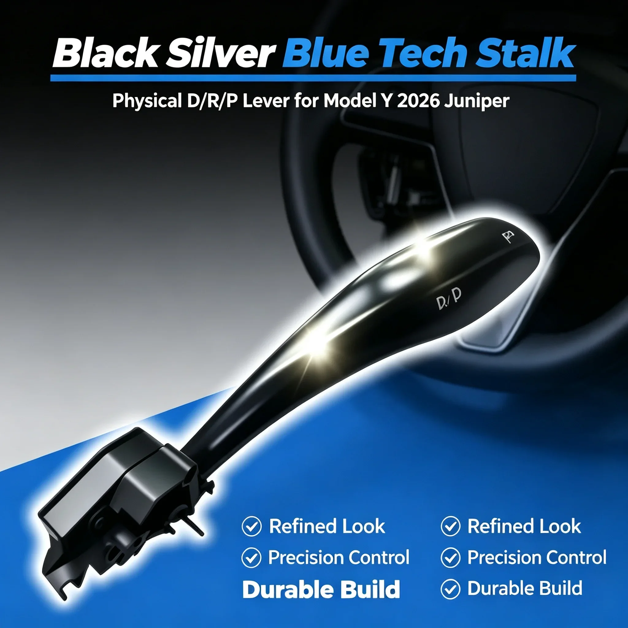 New Physical Gear Stalk Lever for Tesla Model 3 Highland/Y Juniper OEM Style Shift Grab Kit Premium D P R Indicator Handle