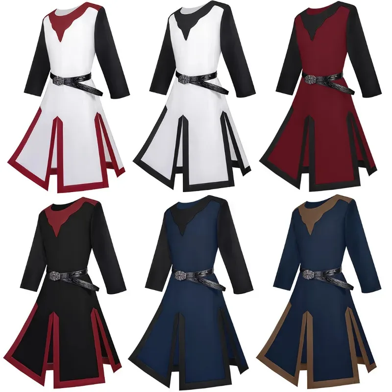 

Mens Medieval Cosplay Costume Renaissance Knight Tunic Male Warrior Surcoat Vintage Viking Pirates Shirts Halloween Party