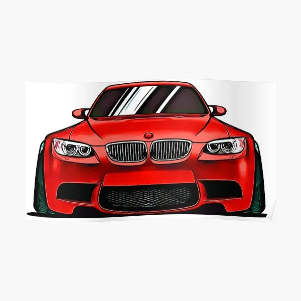 Cartoon Art Of A German Sports Car E 92  Poster Print Modern Home Room Decor Picture Wall Vintage Painting Funny No Frame