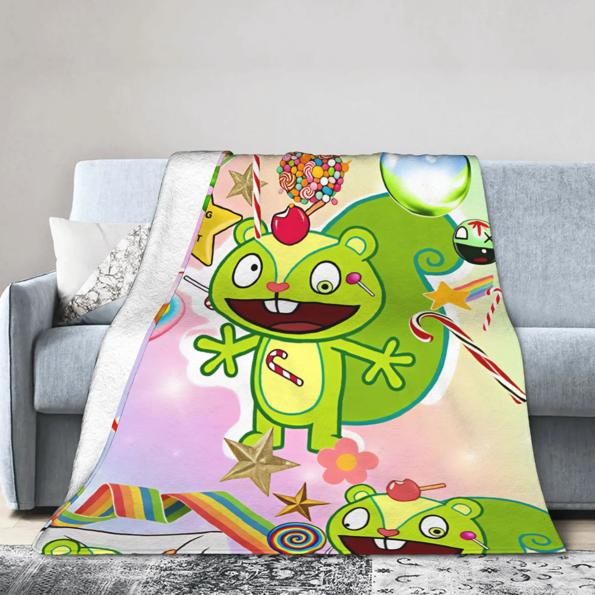 Cartoon H-Happy Tree F-Friends Blanket Quality Warm  Throw Blanket Spring Kids Adult Home Decor Fluffy Bedspread