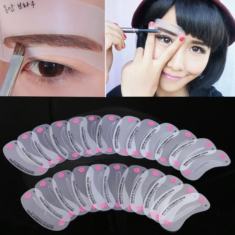 24 Pcs Reusable Eyebrow Stencil Set Waterproof And Durable, No Fading Travel, Shopping, Outdoor