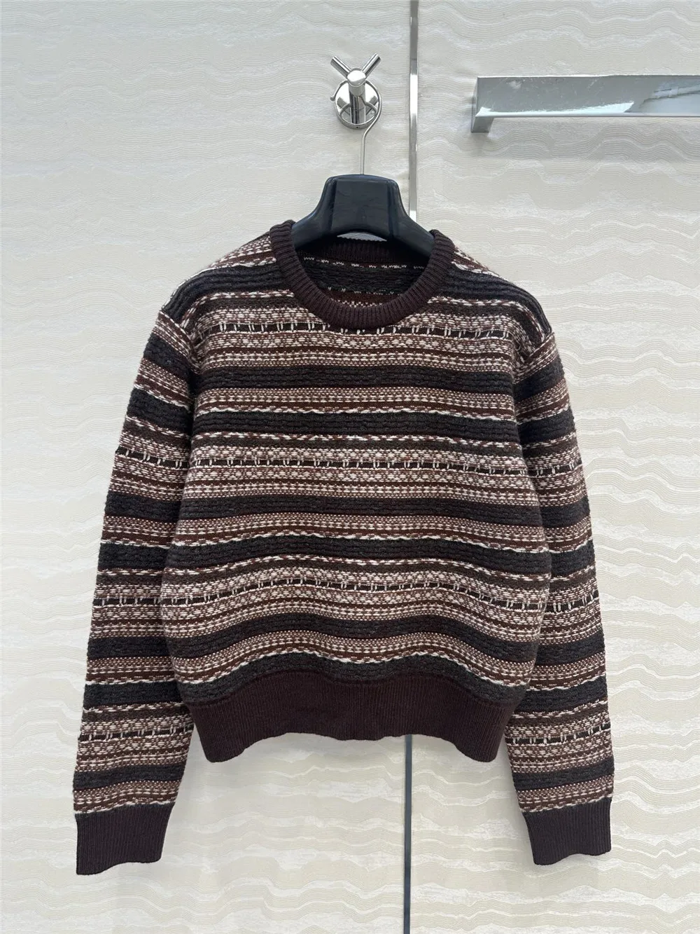 

Women's Autumn And Winter New Round Neck Contrasting Jacquard Wool Knitted Casual Versatile Pullover