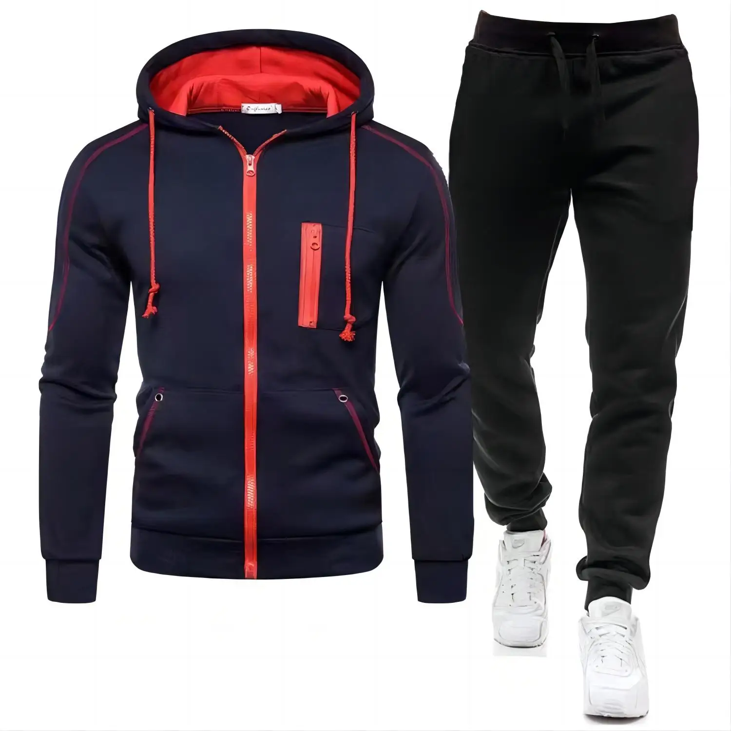 2024 New Men\'s Autumn Winter Sets Zipper Hoodie+Pants Pieces Casual Tracksuit Male Sportswear Brand Clothing Sweat Suit S-XXXXL