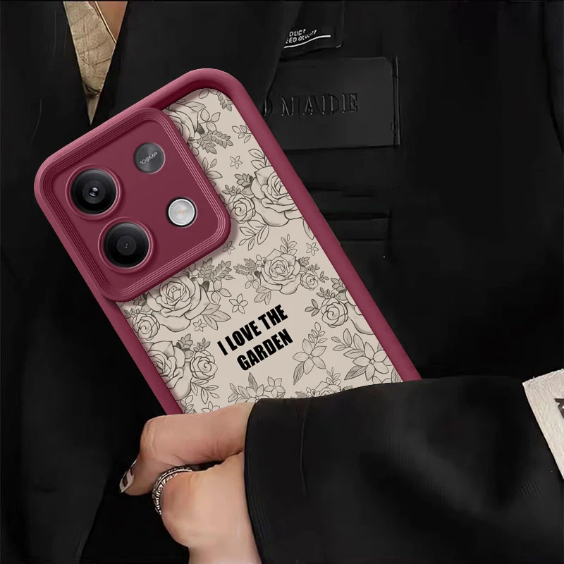 Shockproof Brown Rose Flower Case For Xiaomi Redmi Note 13 12 11 Pro 5G 10 11s 11T 13T Poco F6 X6 X5 M6 Pro 4G Soft Bumper Cover