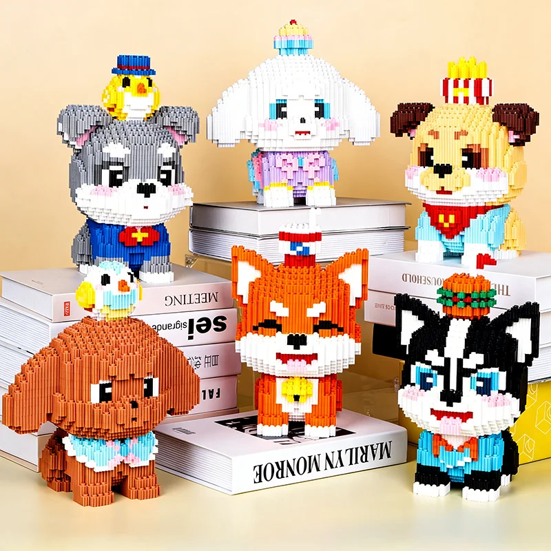 

3832pcs Large Dog Building Block Cute Puppy Pet Bricks Teddy Bear Shiba Inu DIY Model Gift for Kids Adults Birthday Favor Decor