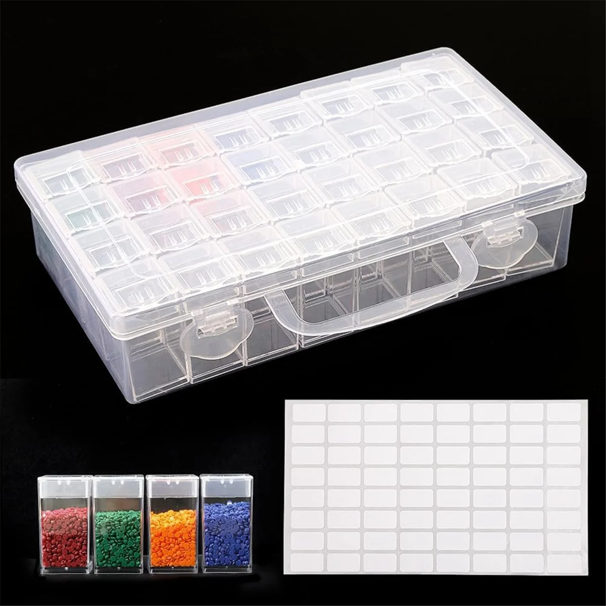 32 Grids Diamond Painting Drill Storage Containers, Diamond Organizer Case Embroidery Beads Storage Box with Label