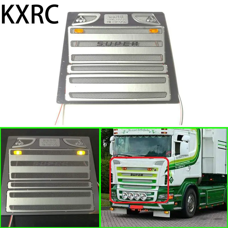 

KXRC Metal Air Intake Hood Grille with LED Light for 1/14 Tamiya RC Truck Trailer Tipper Scania R470 56323 DIY Upgrade Parts