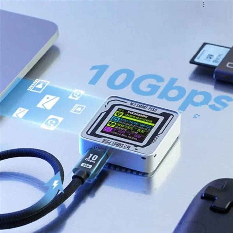 

XB-M. 2 Nvme SSD Enclosure 2230 USB Type-C 3.2 Gen2 10Gbps LCD Display Screen Black