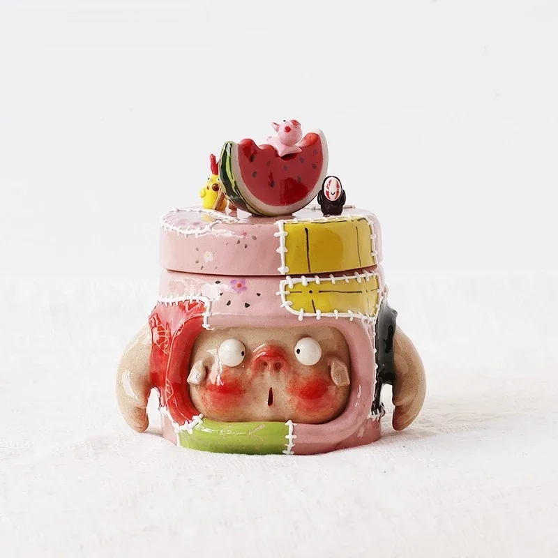 Catering utensils cute patch pig cup with lid Macron three-dimensional strange girl gift handmade