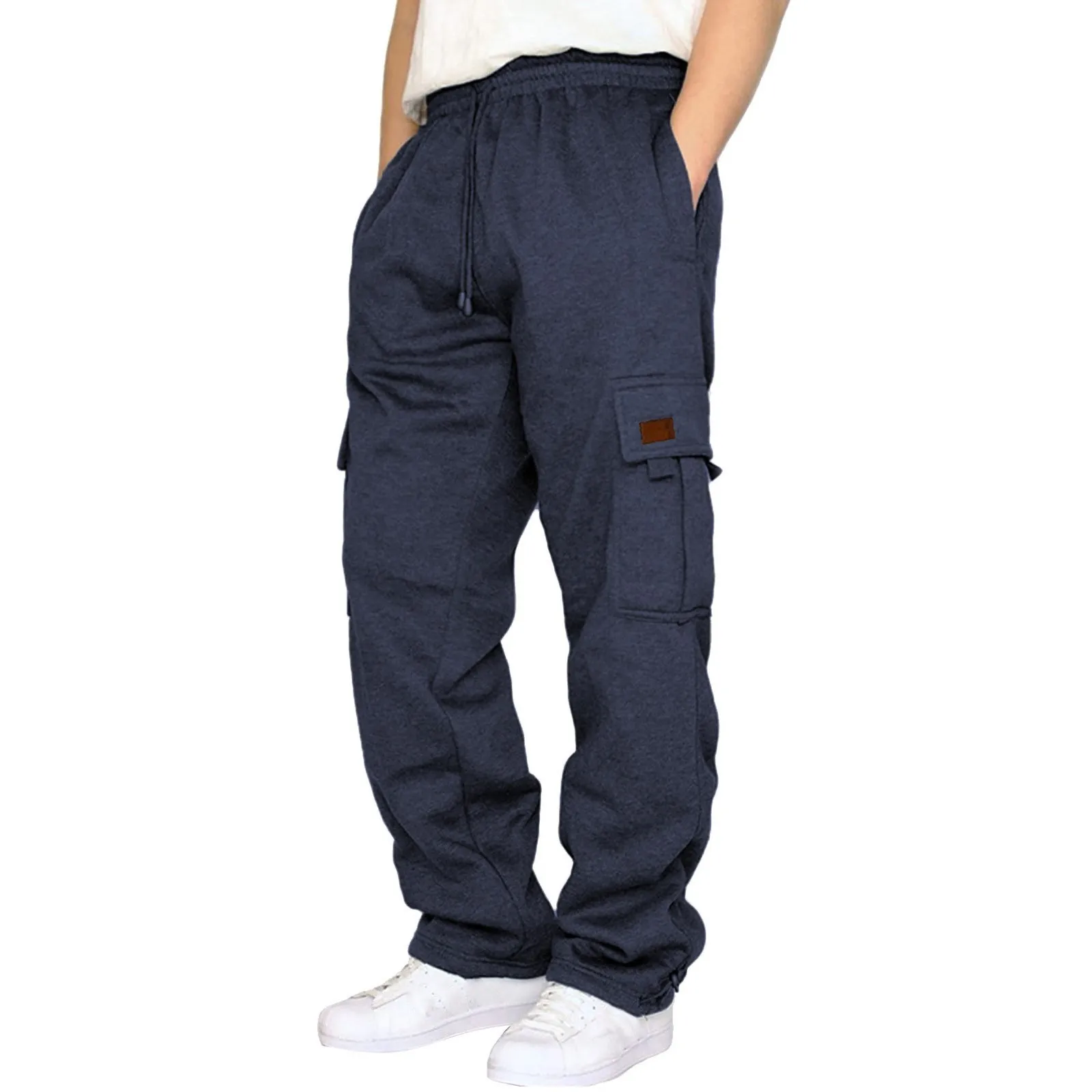 Sweatpants Men Cargo Pants Elastic Waist Trousers Male Comfort Joggers Sports Trousers Loose Solid Plus Size Men Clothing