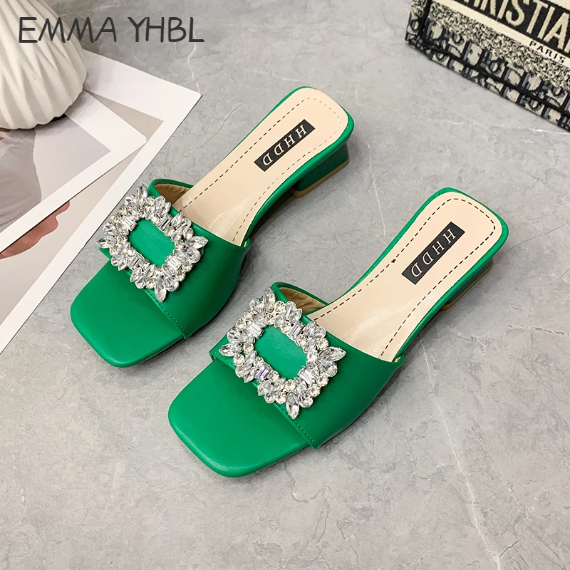 

Sexy Slippers Women Shoes Woman New Summer Slipper Open Toe Square High Heels Casual Shoes Slides Fashion Shoes