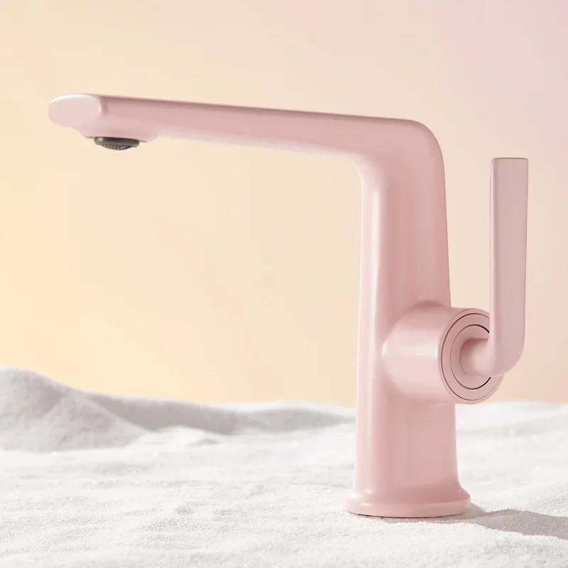 Rubinetto per lavabo interamente in rame Lavabo caldo e freddo Lavabo Mobile da bagno Gun Rubinetto grigio rosa MT2523