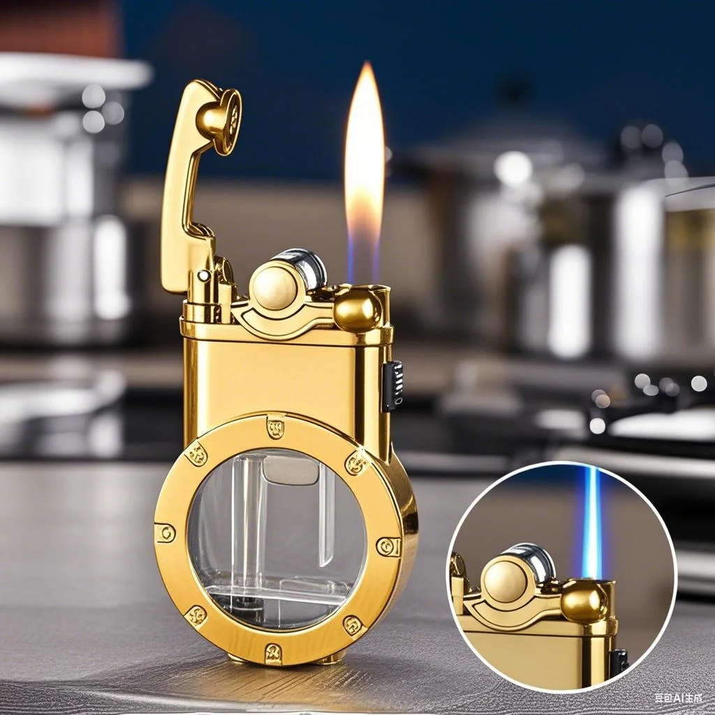 

Креативная газовая зажигалка с двойным огнем и бутаном, металлическая газовая зажигалка с видимым окном, переключающее пламя струи, зажигалки для сигар с открытым пламенем для курения