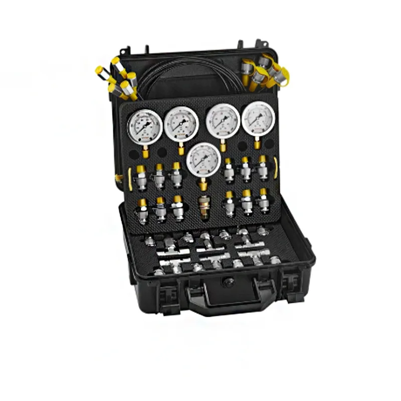 Hydraulic Pressure Test Kit, 10/100/250/400/600bar, 5 Gauges 13 Couplings 14 Tee Connectors 5 Test Hoses, Excavator Hydraulic Te