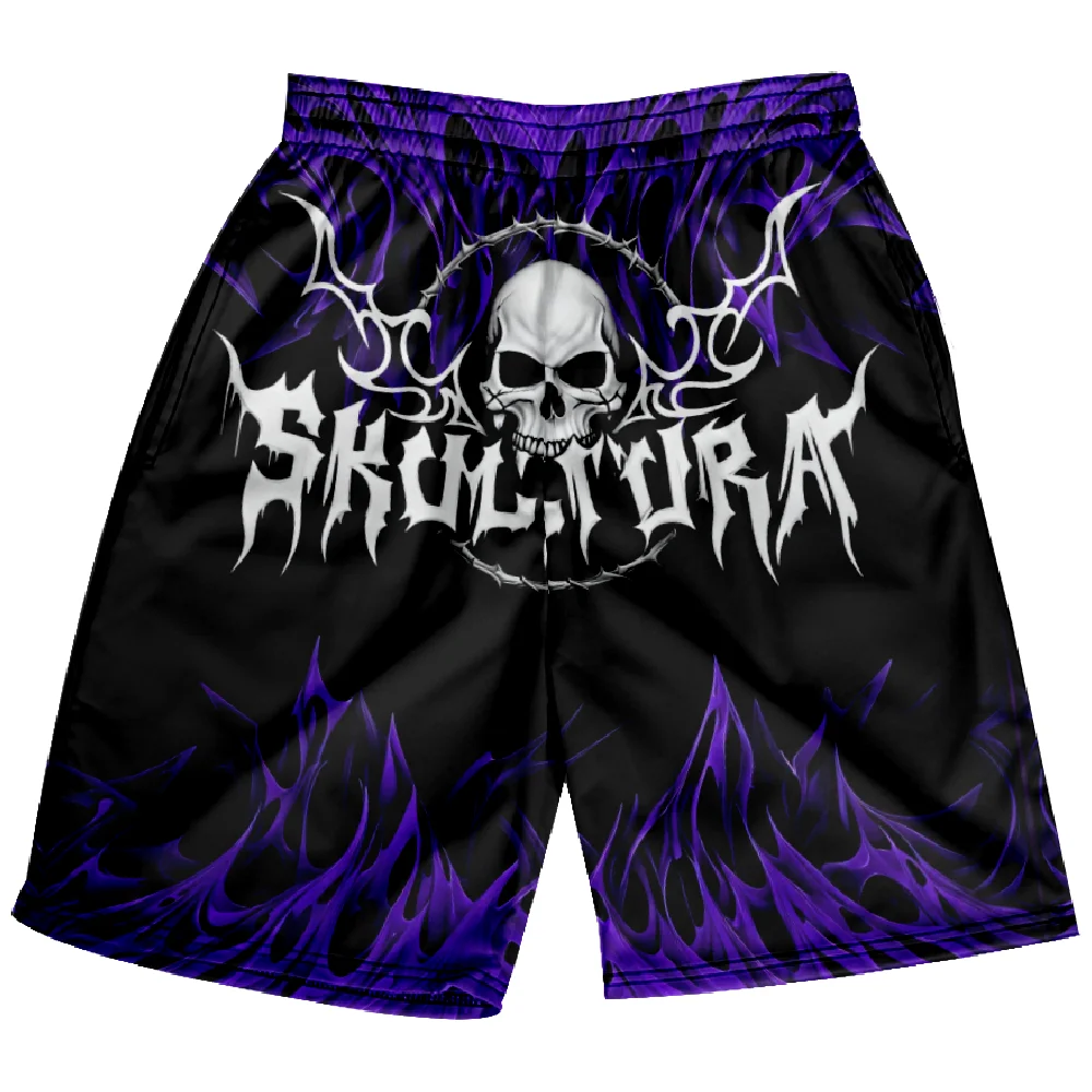 Summer skull couple beach shorts sublimation printing casual mens beach shorts quick dry hip-hop five-point pants