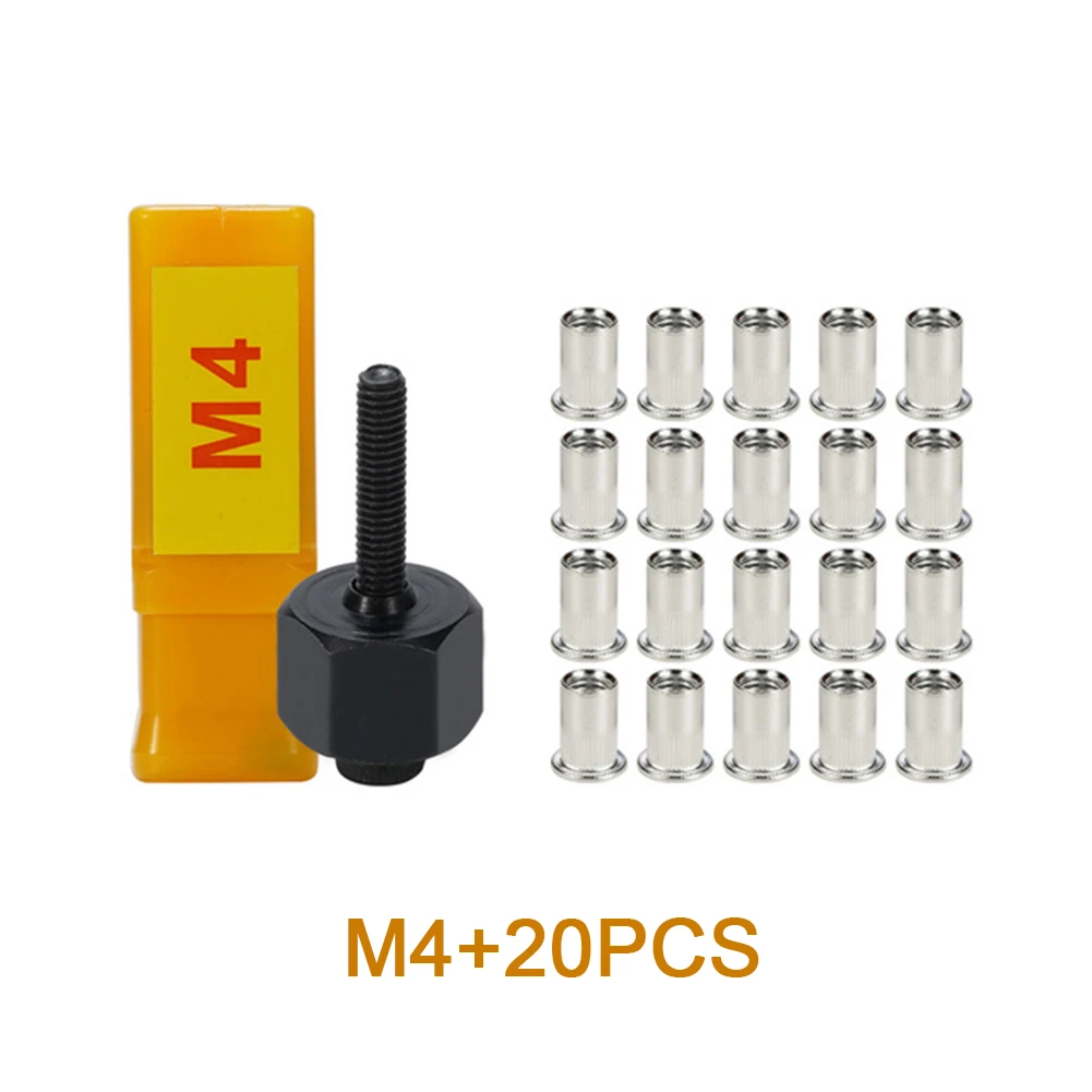 21PCS Hand Rivet Nut Head Nut Set Simple Installation Manual Riveter Tool Accessory For Aluminium Nuts M4 M5 M6 M8 M10