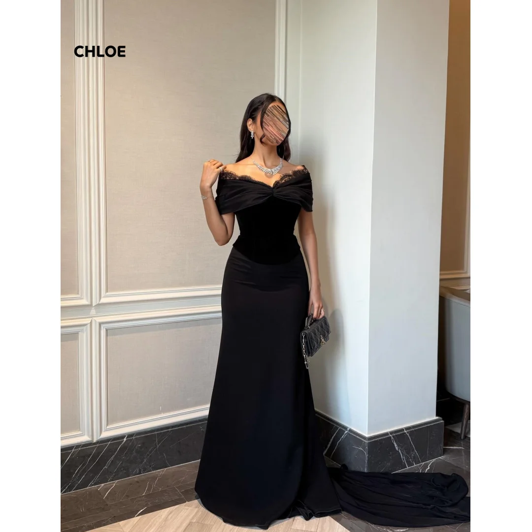 

Customized Dubai Evening Dresses Luxury Women's Elegant Party Dress Mermaid Short Sleeves Black Shawl Formal & Evening Gowns