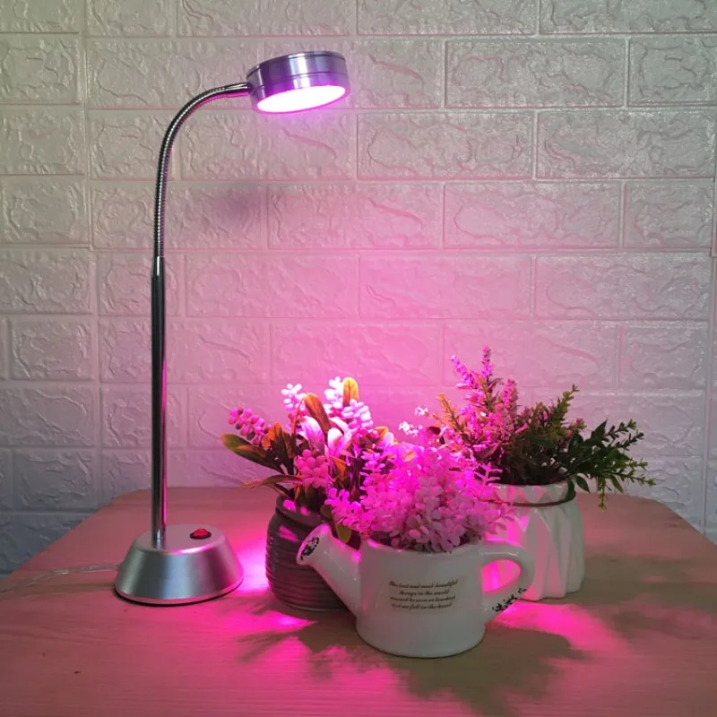Full-Spectrum Plant Growth Supplementary Lighting Desk Lamp Frosted Aluminum Plant Grow Light Suitable for Small Potted Plants