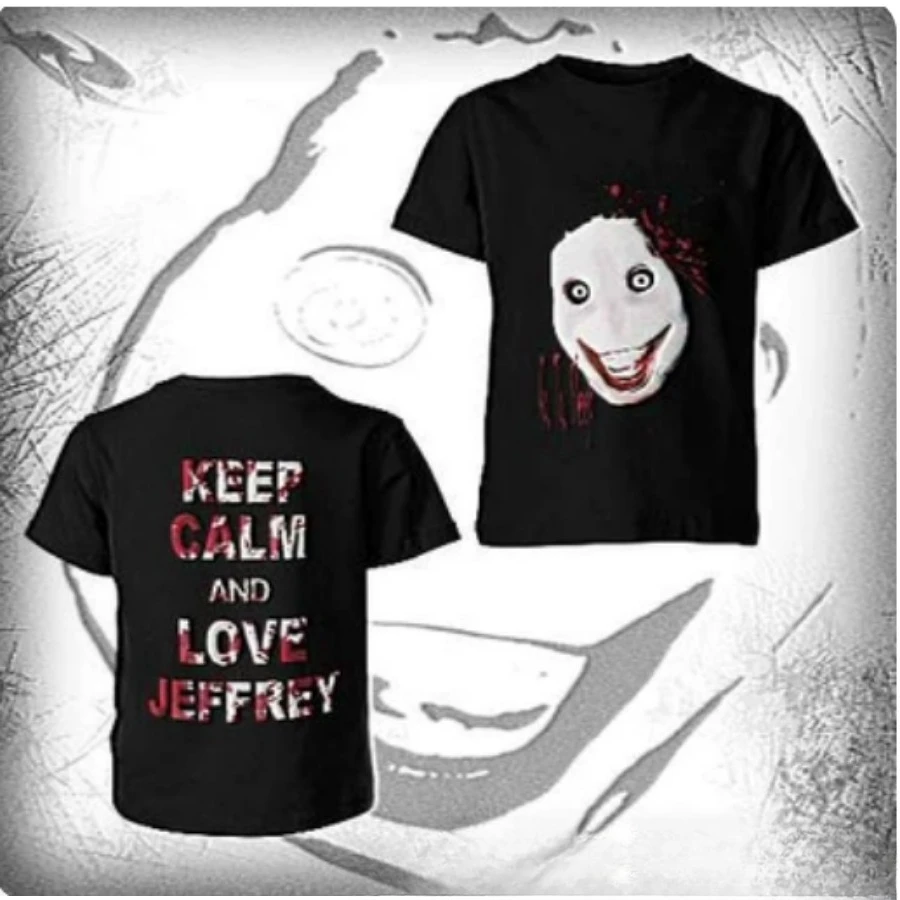 CreepyPasta Jeff The Killer Graphic T-shirt High-Quality 100% Cotton Short Sleeve Funny Tshirt Graphics Tees Y2k Men's Clothing