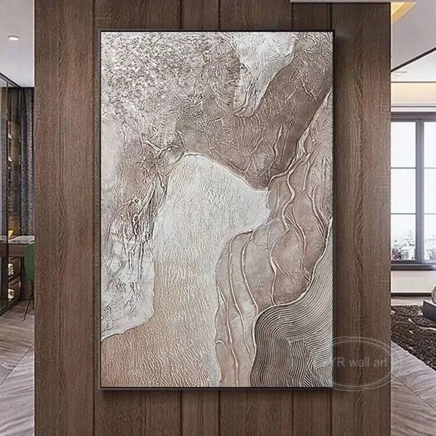 Nordic Modern Abstract Thick Coated River Beach Pure Handmade Oil Painting Decoration Mural Bedroom Dining Room Living Room Sofa