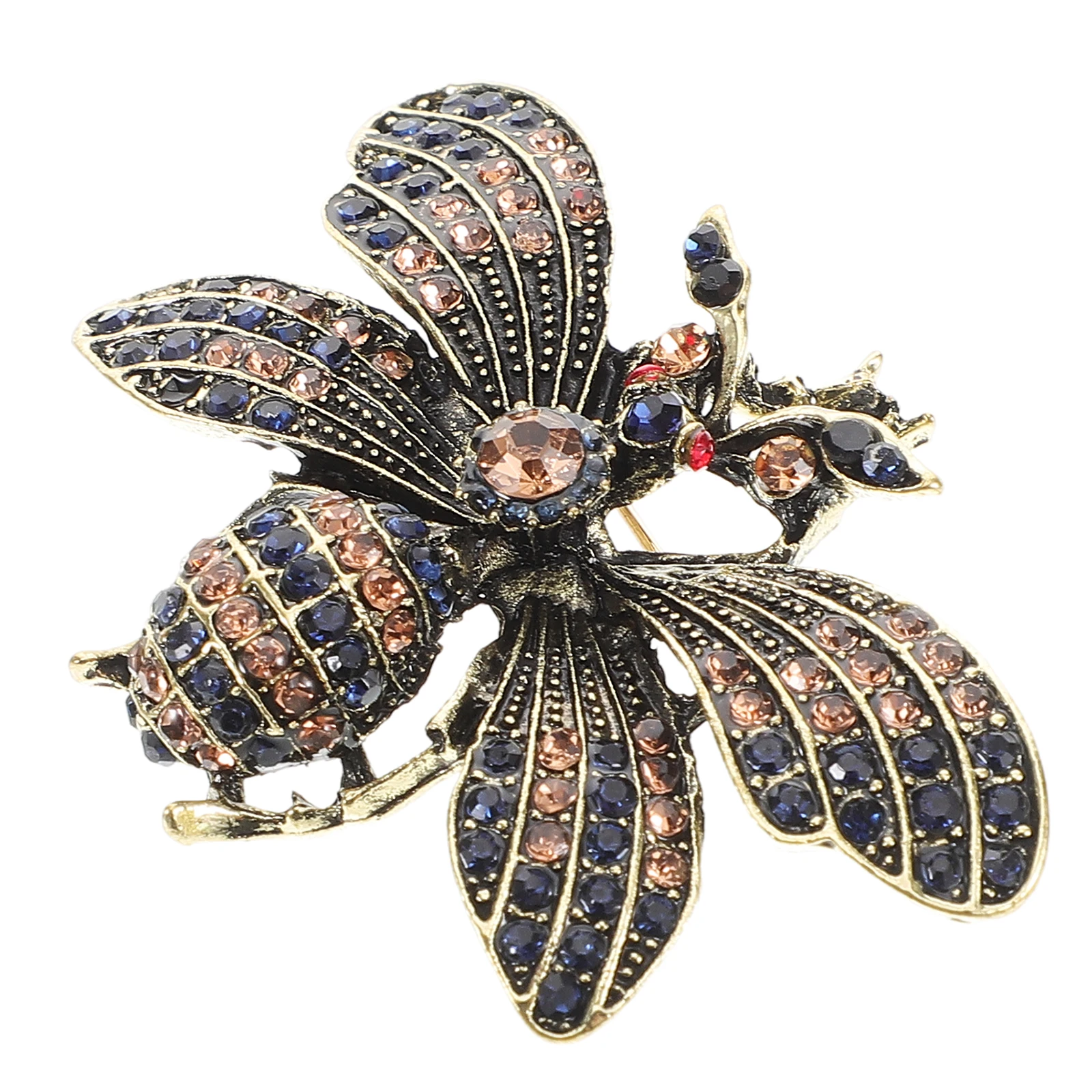 1PC Insect Brooch Pin Vintage Bee Decorative Rhinestone Embellished Clothing Accessories Fashion Metal Lapel Badge Women Men
