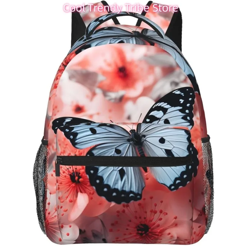 

laptop bag back to school Butterfly Flowers Print Lightweight Laptop Backpack Lightweight Multipurpose Travel Casual Daypack Uni