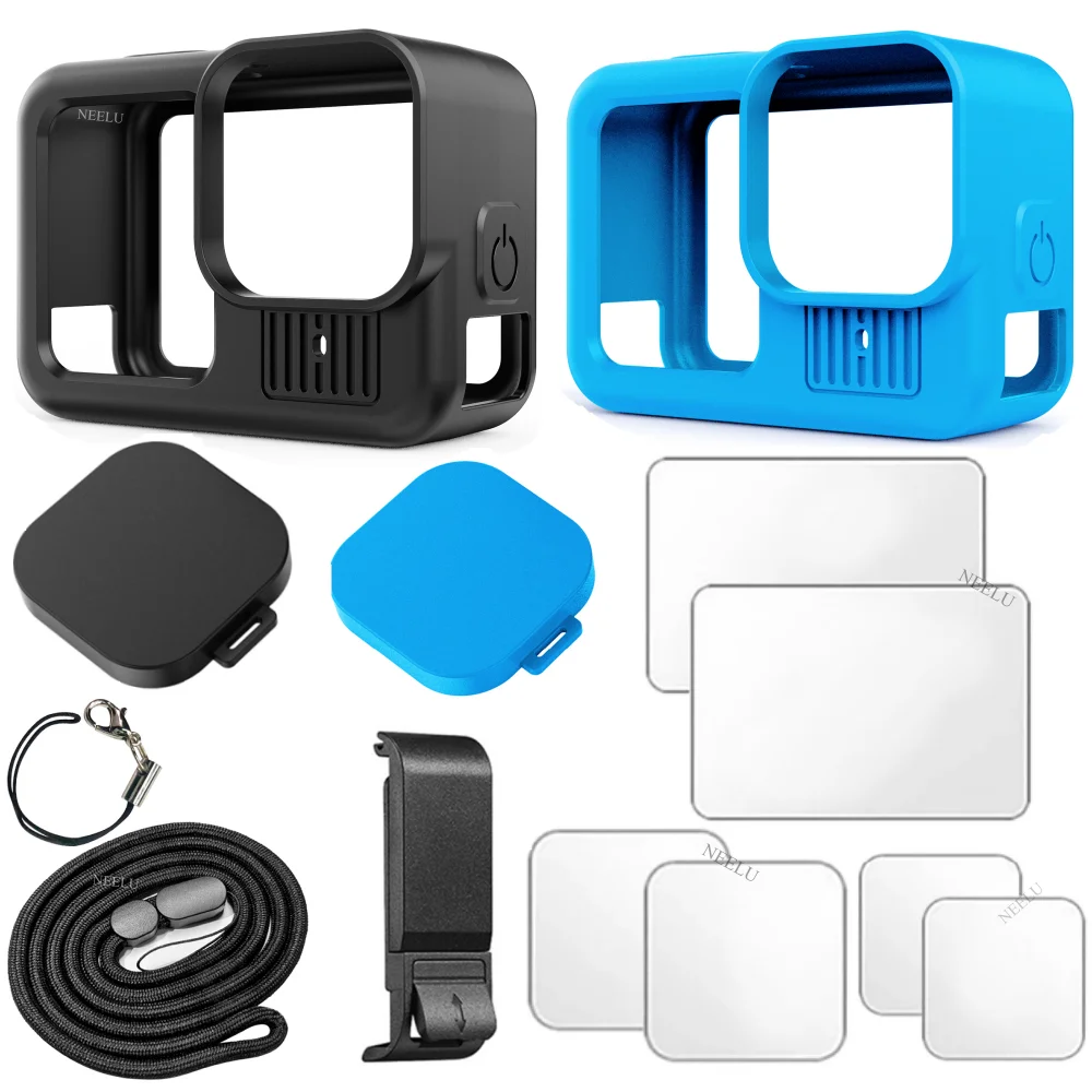 Funda de silicona para GoPro Hero 13, Protector de pantalla de vidrio templado negro, película protectora, tapa de lente, accesorios para GoPro 13