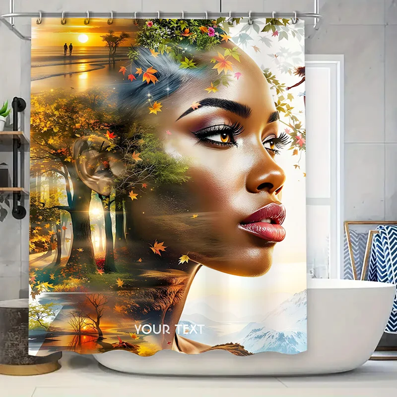 

Красивая занавеска для душа с дизайном осенних листьев, настраиваемый текст, уникальный декоративный аксессуар для ванной комнаты для домашнего декора enthus