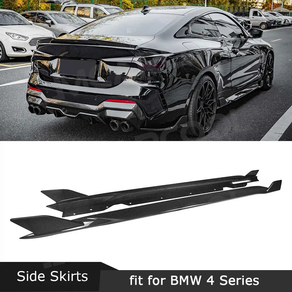 2Pcs side skirts Extensions For BMW 4 Series G22 G23 Coupe 2021 + Rocker Panel Body Kit Lip Splitters Anti Scratch Protector