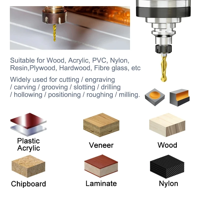 Bulk Man 3d Frezen Bit 2 Fluit Bal Neus Einde Molen Schacht 2 Fluit Spiraal Einde Freesmachine Wolfraam Carbide Cnc Router Bit