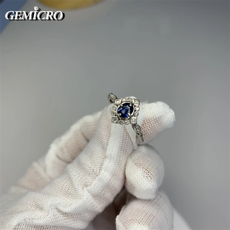 

Gemicro 100% Natural Sapphire Ring S925 Silver Dark Blue 4mmX6mm New Product Updated Every Day to Focus on Shopkeepers for Gifts