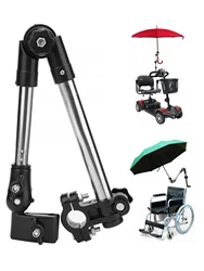 Wheelchair Bicycle Pram Swivel Umbrella Connector Stroller Holder Any Angle Stainless Steel Umbrella Holder Rain Gear Tool