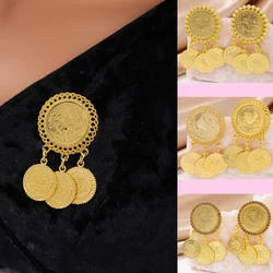 Turkish Coin Pattern Corsage French Retro Lady Brooch A Pair Of Gorgeous Tassels Design Clothing Accessories