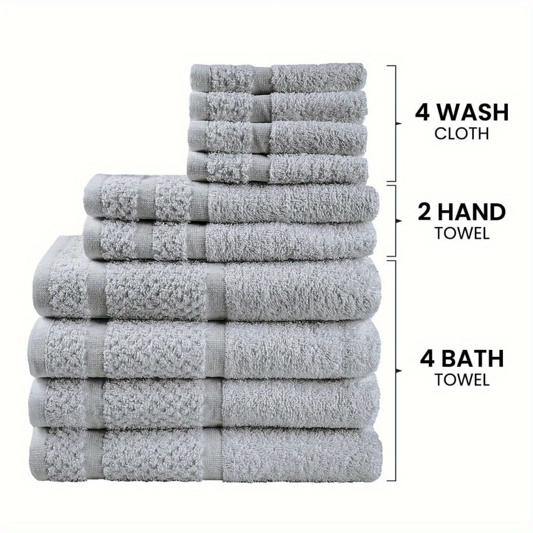 Deluxe 10-Piece Towel Set in White - Enhanced for Supreme Softness and Long-Lasting Durability