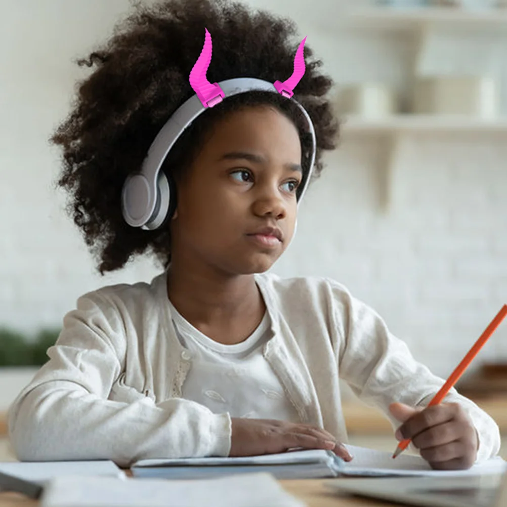 

1Pair Devil Horns Headphone Attachment Easy to Use Replaceable Silicone Headphone Horns Headset Accessories Headset Decors